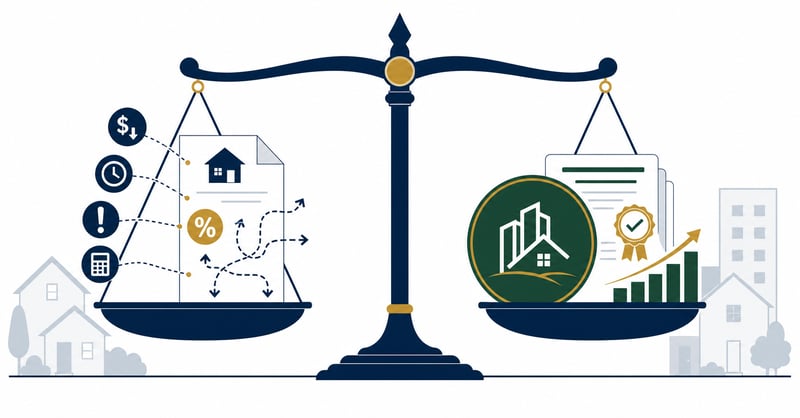 Scales that symbolize the difference in Note Rate and Total Return